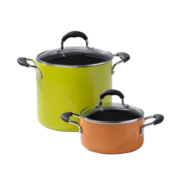 Cooking Pan Set Orange & Green