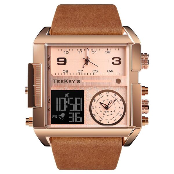 TEEKEYS TK1391 Men Luxury Brand Sports Military Leather/PU Strap Analog Digital watch - Image 2