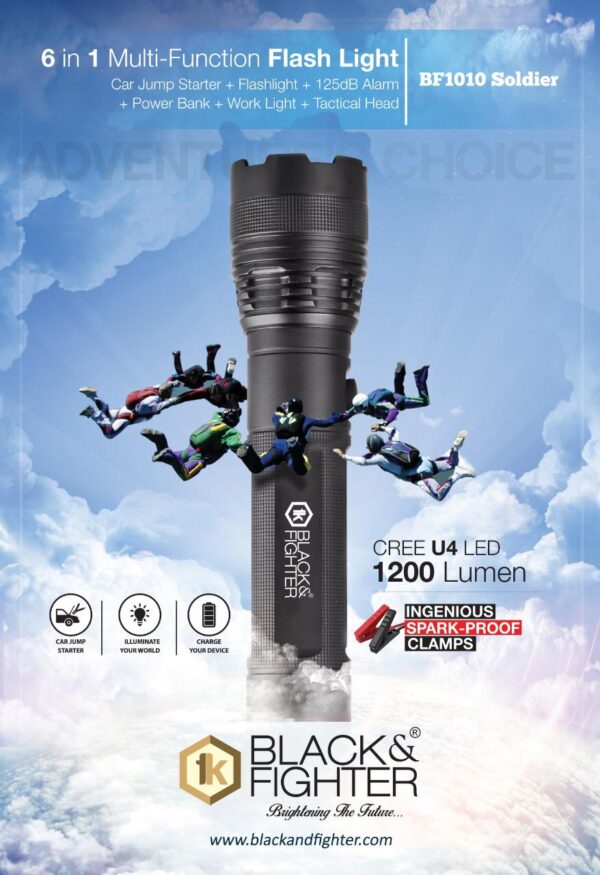 BLACK & FIGHTER 6 in 1 Multi-Function Flashlight