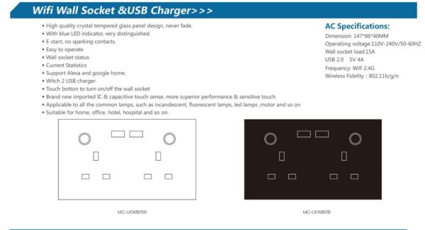 2 WiFi Smart Wall Socket & USB Charger - Image 2