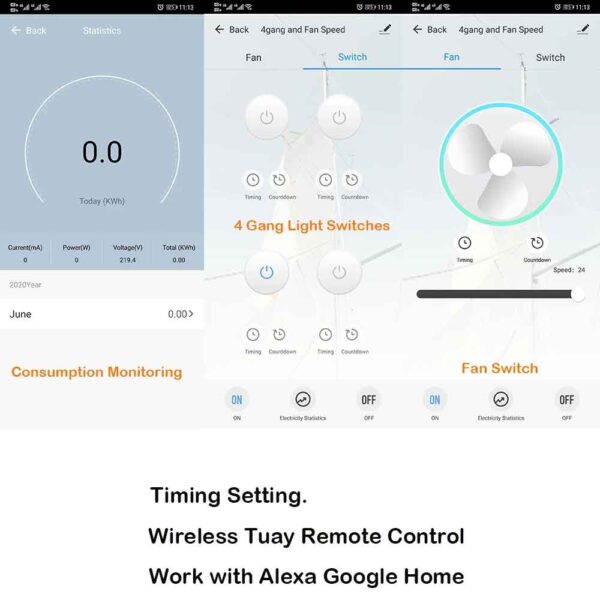 4 Gang WiFi Smart Light Switch & Fan Speed Switch - Image 3