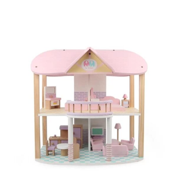 Nano Classic Small Doll House Pretend Play Kids Wooden Doll House Toy for Girls with 45cm Height (45 * 23 * 45cm) - Image 3