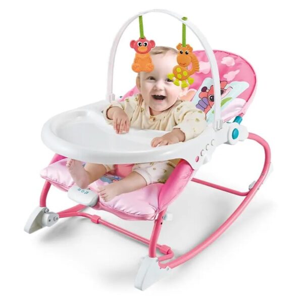 Neo Classic Movable Electric Baby Swing Crib Cradle, Kids Electric Rocking Chair Multifunction Baby high chair Dinning Chair Baby Bassinet (Pink) - Image 2