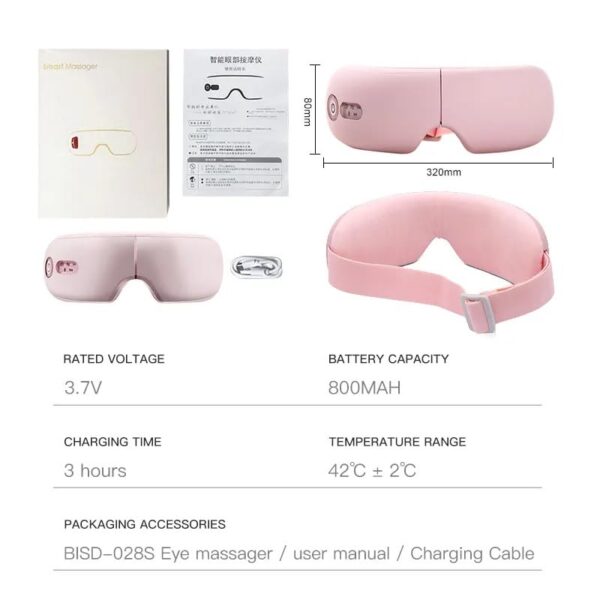 Neo Classic music Electric Airbag Vibration Hot Eye Massager Equipment With Heat Compression-pink - Image 5