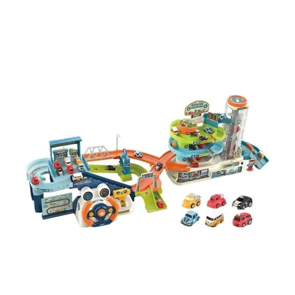 Neo Classic Parking Lot Toy Set Kid Track Adventure Car Toy With Steering Wheel