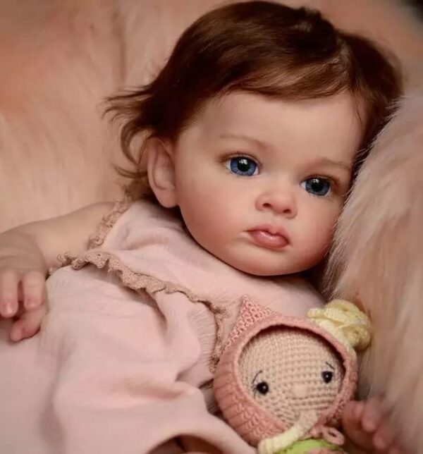 Nano Classic 24 Inch 60cm Reborn Toddler Baby Girl Doll Soft Cuddly Cloth Body Lifelike 3D Skin Visible Veins Hand Rooted Hair- Pink - Image 3