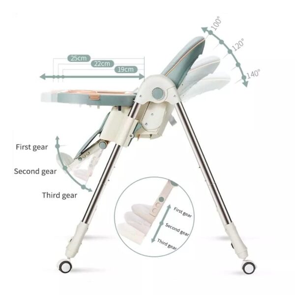 Neo Classic Adjustable Baby High Chair Kids eating dining feeding Chair for Children- Green - Image 3