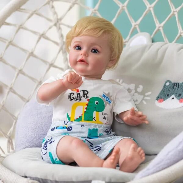 Nano Classic 60CM 24 Inch Reborn Toddler Girl Baby Doll cotton body head, leg and hand Soft Silicone with Vinyl 3D Skin Visible Veins and rooted Hair-white T01