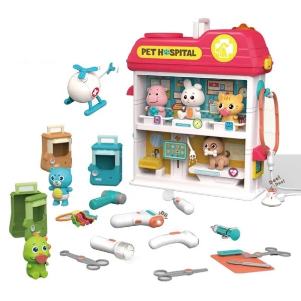 Neo Classic Children Pretend Play Doctor Game set Animals Pet House Cage Set Hospital Toy For Kids - Image 6