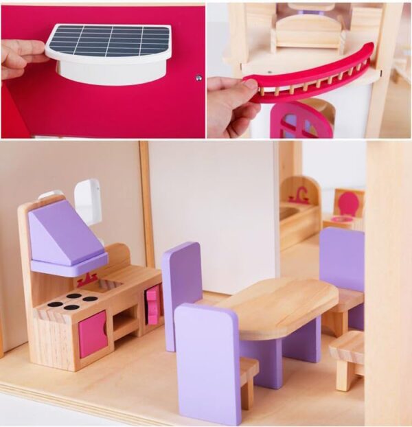 Neo Classic Kids Wooden Doll House Toy for Girls with 45cm Height (45 * 23 * 45cm) - Image 5