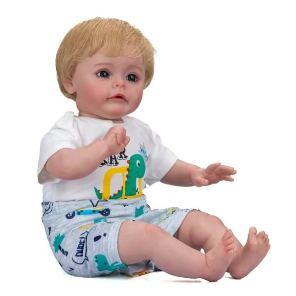 Nano Classic 60CM 24 Inch Reborn Toddler Girl Baby Doll cotton body head, leg and hand Soft Silicone with Vinyl 3D Skin Visible Veins and rooted Hair-white T01 - Image 3