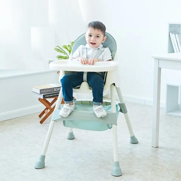 Neo Classic Baby High Chair seat Feet Adjestable Non Slip Children Kids eating dining feeding Chair - Green - Image 4