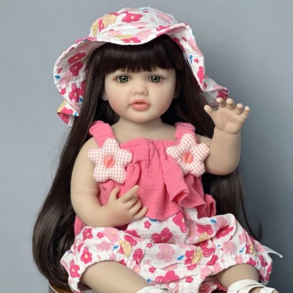 Neo Classic 22 inch 55 Cm Reborn Baby Doll Soft Full body Silicone Newborn real like Baby Doll Girl Toy Gift Doll (Pink Dress) - Image 3