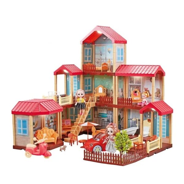 Neo Classic Princess Castle Villa Toy Kit Kids Pretend Play Big Doll Houses For Childrens With Accessories