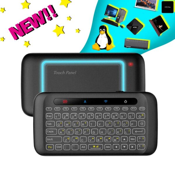 H20 Wireless Mini-Keyboard Two-Sided Touch Keyboard Rechargeable Mouse for Android TV Box, PC, Computer, Media Player