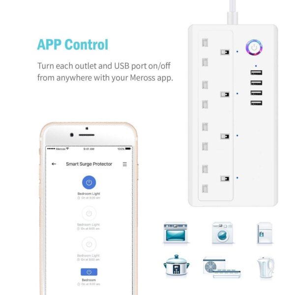 Smart Wifi Plug Extension iOS Android App Power Socket Strip with 4 USB 4 AC Plug Outlets - Image 3