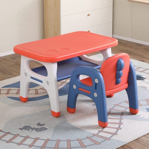 Nano Classic Baby Foldable Desk Table Nordic Children Kids Furniture Study Tables and Chair Set for Kids Bedroom-Red & Blue - Image 2