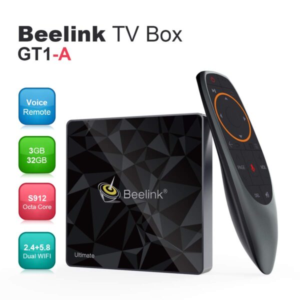 Beelink GT1-A TV Box Android 7.1 DDR4 3GB RAM 32GB ROM Amlogic S912 Octa Core 2.4G+5.8G Dual WIFI 1000Mbps Support 4K Video With Voice Remote Control Media Player