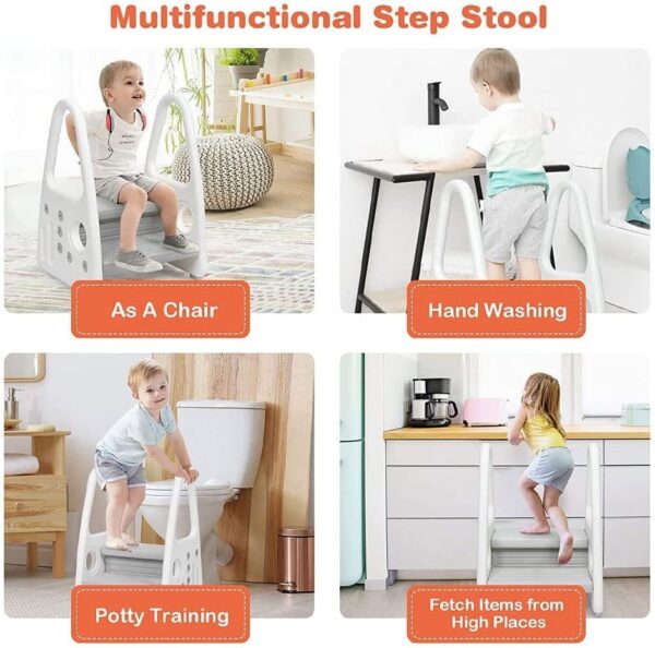 Neo Classic Kitchen and bathroom Step Stool for Children Toddlers and Kids with Safety Grips - Image 5