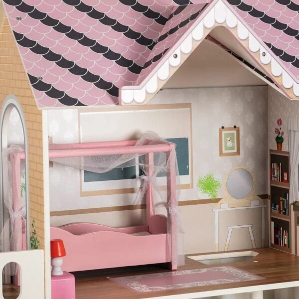 Dream House Pretend Play Kids Wooden Doll House Toy for Girls with 120cm Height (74.4 * 33.3 * 120cm) - Image 5