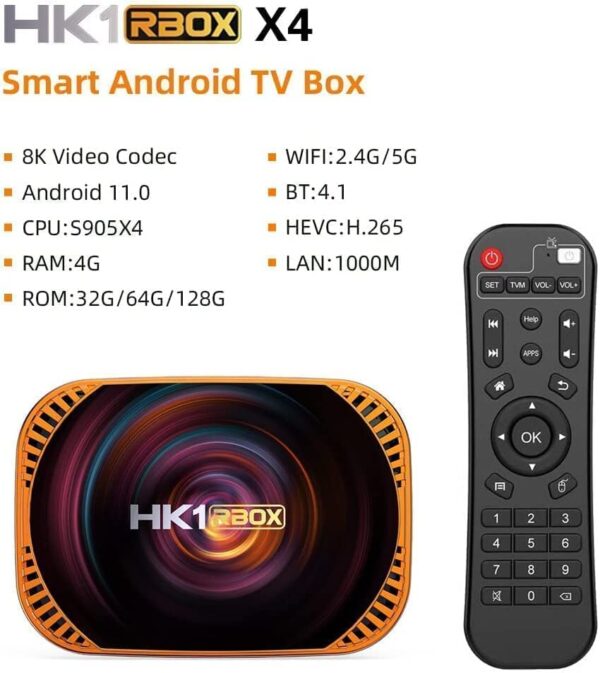 Nano Classic HK1 RBOX X4 8K 4GB RAM 32GB ROM Amlogic S905X4 Android 11.0 8K TV Box Smart Box 2.5G + 5G Dual WiFi Bluetooth 4.1 1000M Ethernet - Image 3