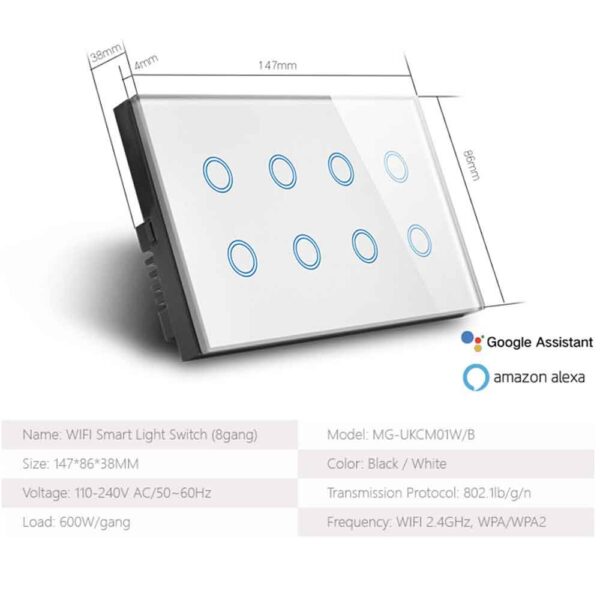 8 Gang WiFi Smart Wall Switch - Image 2