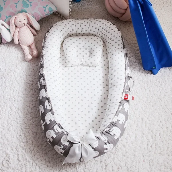 85*50cm Baby Nest Bed with Pillow Portable Crib Travel Bed Infant Toddler Cotton Cradle for Newborn Baby Bed Bassinet Bumper - Image 3