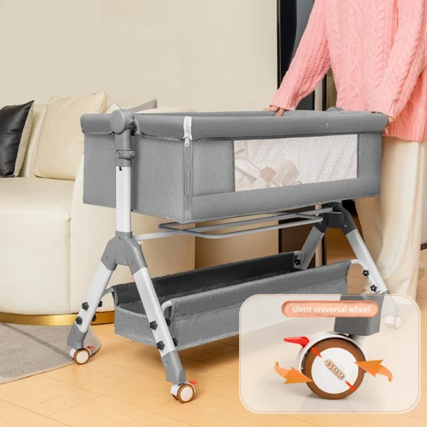 Baby bed newborn bed splicing big bed baby cradle bb baby bed cradle bed multi-function mobile foldable - Image 2