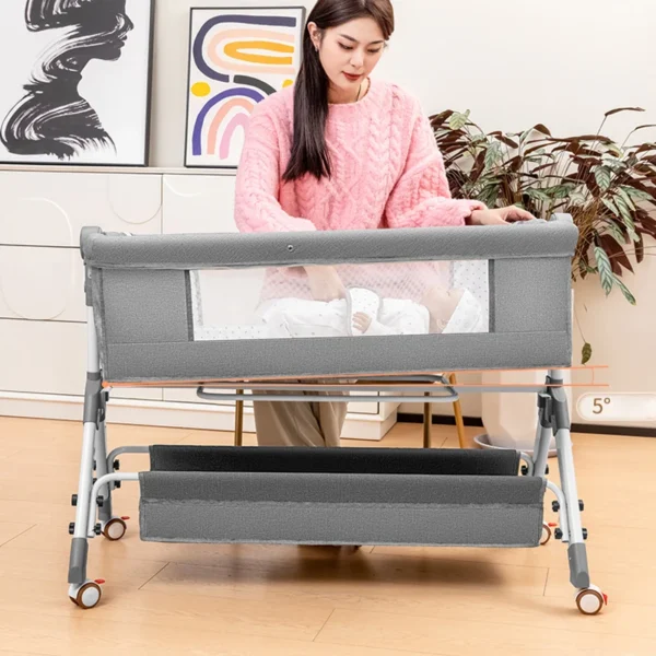 Baby bed newborn bed splicing big bed baby cradle bb baby bed cradle bed multi-function mobile foldable - Image 6