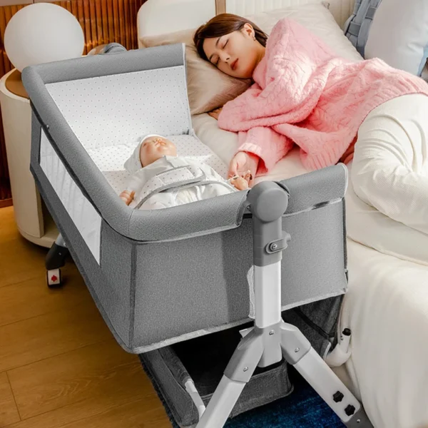 Baby bed newborn bed splicing big bed baby cradle bb baby bed cradle bed multi-function mobile foldable