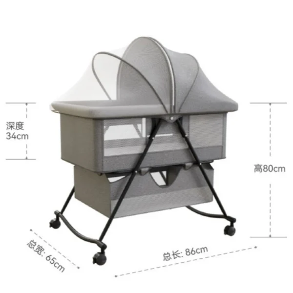 Baby cot Portable Baby mobile multi-functional bb bed Cradle bed splice bed foldable queen bed - Image 5