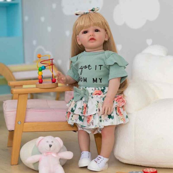 Betty Girl Green NPK 60cm Silicone Reborn Real Baby Doll Blond Hair - Image 3