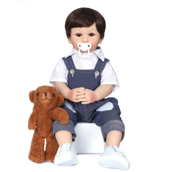 Boneca Jeans Boy Npk 55cm Reborn Soft Baby Doll Full Silicone Body - Image 2