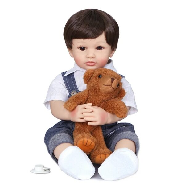 Boneca Jeans Boy Npk 55cm Reborn Soft Baby Doll Full Silicone Body - Image 3