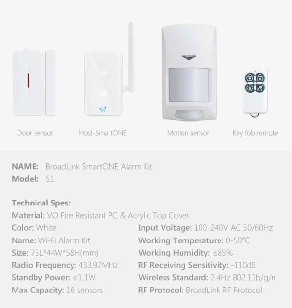 Broadlink SmartONE S1 Smart Home Alarm Security Suite - White - Image 3