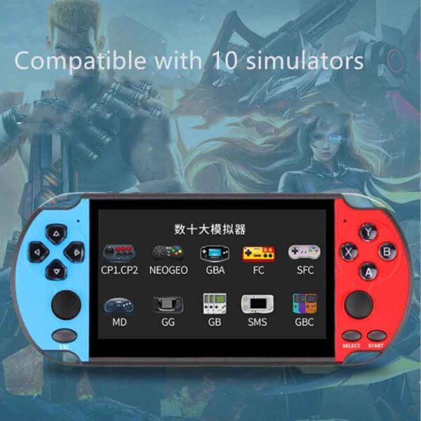 Coolbaby X12 Plus Retro Handheld Game Console - 7 inch RS-10 Game Red Blue - Image 3