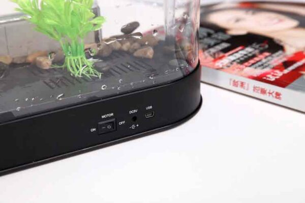 FS13 USB Desktop Aquarium Mini Fish Tank With LCD Display LED Light - Black - Image 2