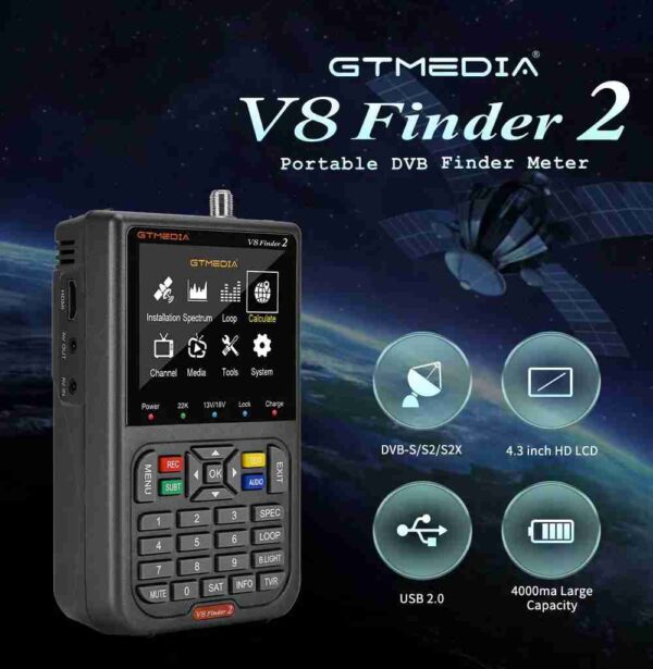 GTMEDIA V8 Finder 2 Satellite Finder Meter satfinder DVB-S2X/S2/S H.264