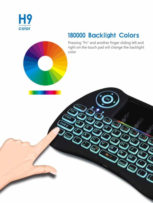 H9 Mini Wireless Keyboard With Touchpad & RGB Backlit - Image 3