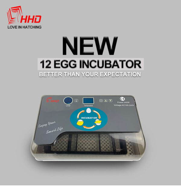 YZ9-12 HHD Mini Incubator - Fully Automatic 12 Egg Mini Incubator - Image 2