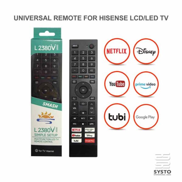 Hisense TV Compatible Remote- Smash L2380 V Universal Remote Control- 2 Remotes