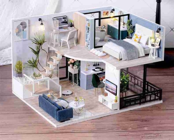 Loft Apartment L032B DIY MIniature Doll House- Do It Yourself Craft Kit Assembly House