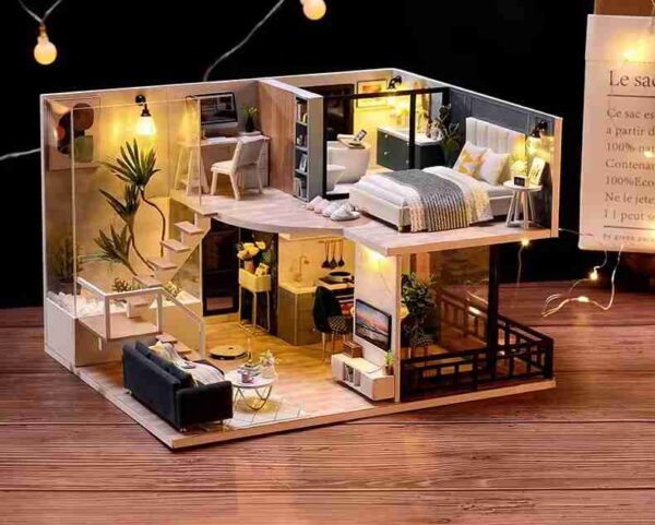 Loft Apartment L032B DIY MIniature Doll House- Do It Yourself Craft Kit Assembly House - Image 3