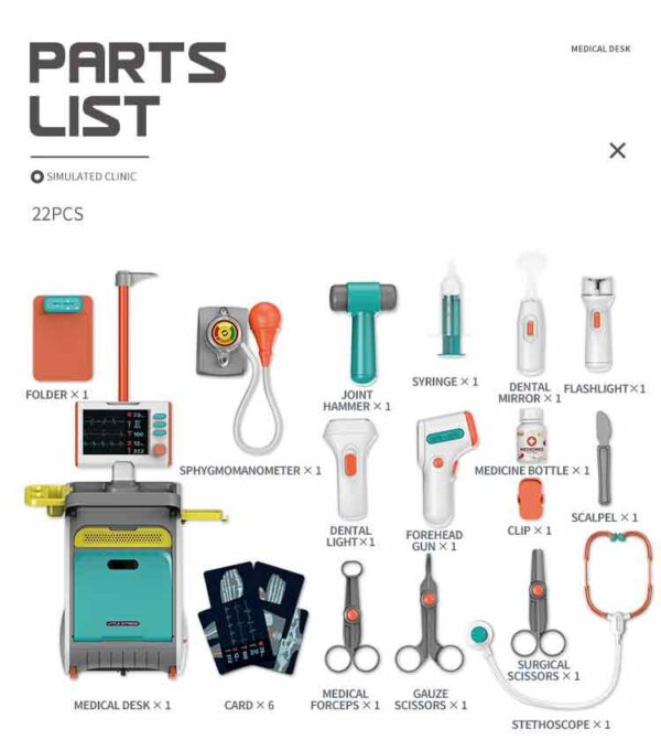 Medical Desk Simulated Clinic Pretend Play Toy Set YY6024 Doctor Kit - Image 3