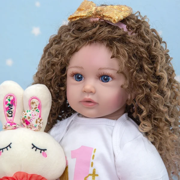 Menina Long Hair Lifelike Soft Silicone Baby Doll Cloth Body 60 CM - Image 4