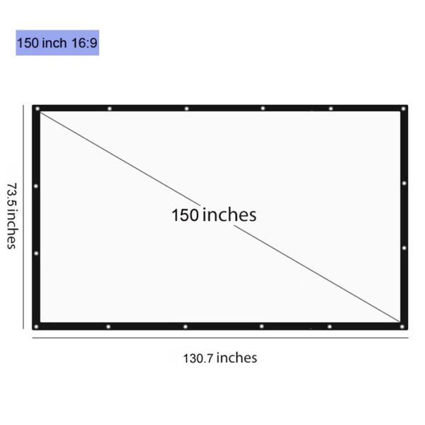 Owlenz 150 inch Simple Projection Screen 16:9 Portable Foldable Projector Screen (Type C) - Image 2