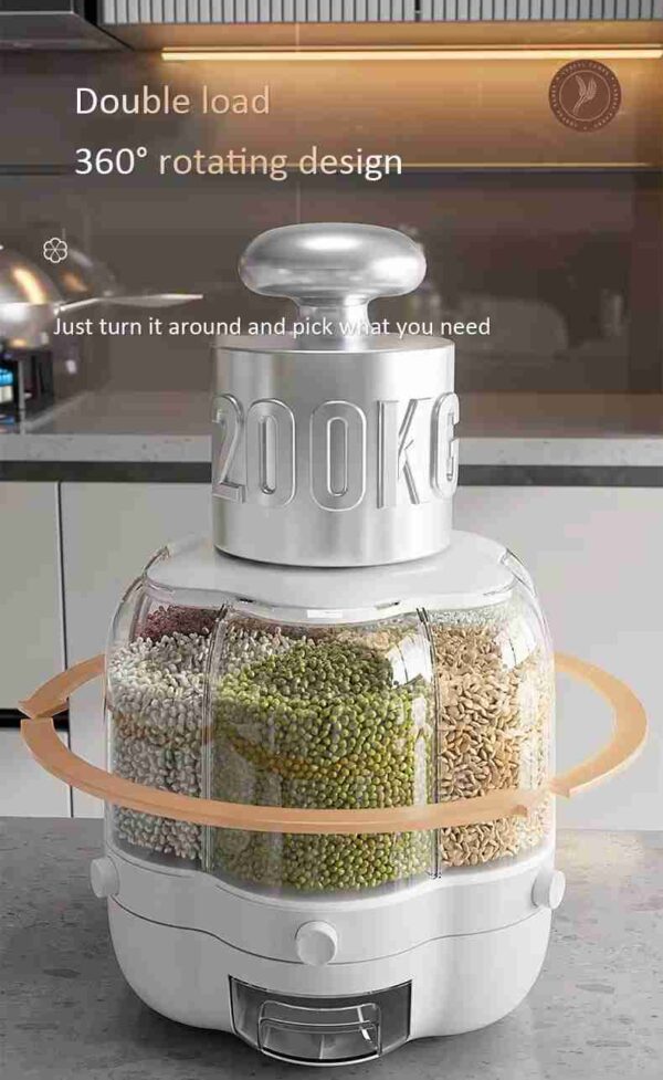 Portable Food Storage Container- High Quality Grain Dispenser - White - Image 3