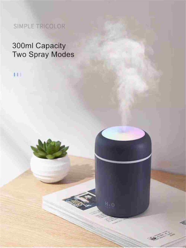 H2O Portable Mini Air Humidifier Oil Diffuser for Car/Room with Colorful LED Light - 2 Pieces - Image 3