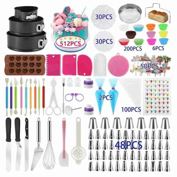 Professional Cake Decoration Kit - 512 Pieces Cake Decorating Tool Set