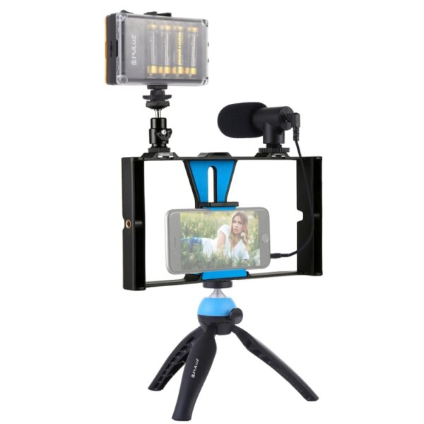 Puluz PKT3023 Live Broadcast LED Selfie Kits - Smartphone Video Vlogging Broadcast With Microphone, Light, Tripod